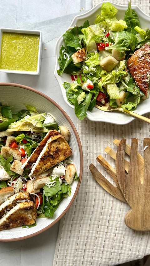 Crispy Italian Tofu with Pesto Tahini Dressing