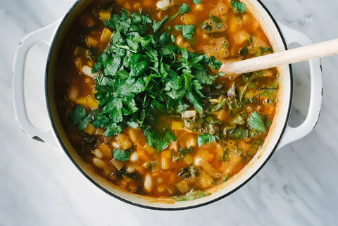Hearty plant-based minestrone soup recipe